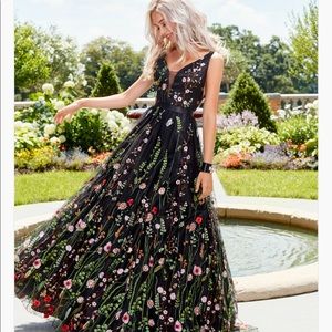 Embroidered long formal dress